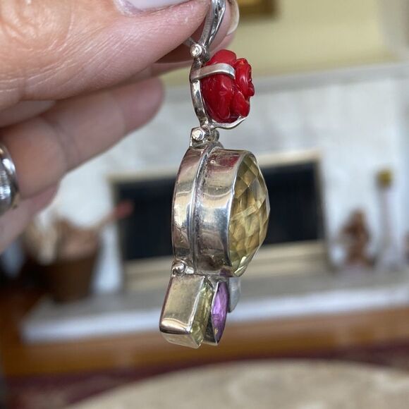 Vintage Sterling Silver Citrine Handcrafted Pendant - Picture 2 of 11